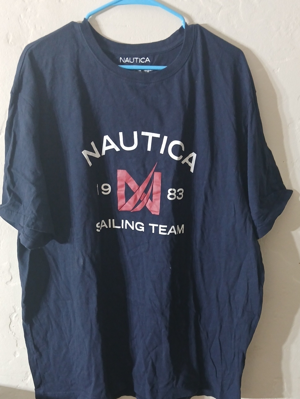 Nautica Navy Short-Sleeve Sailing Team Logo Tee with Red Accent Size 3XL